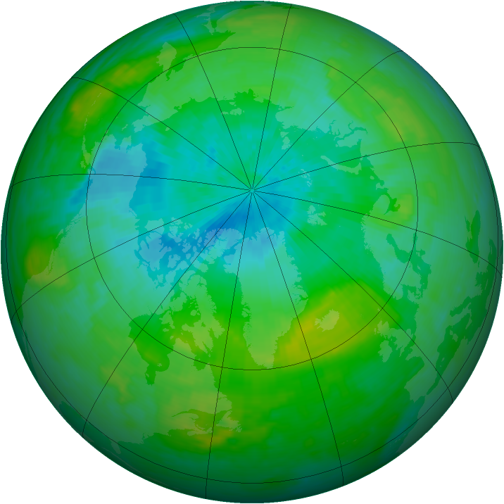 Arctic ozone map for 22 August 1989